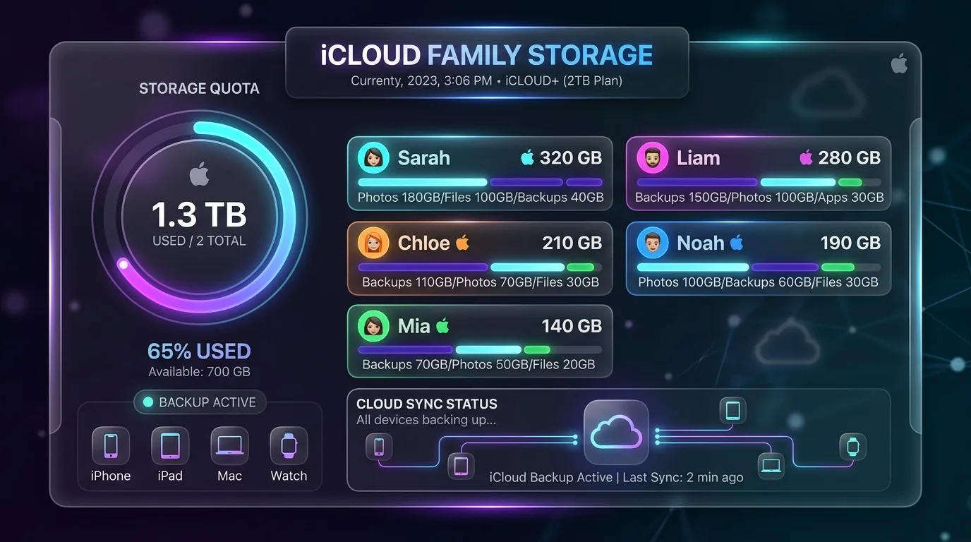 Хранилище семейного доступа iCloud заполнено? Как управлять общими квотами, не покупая планы на 2 ТБ