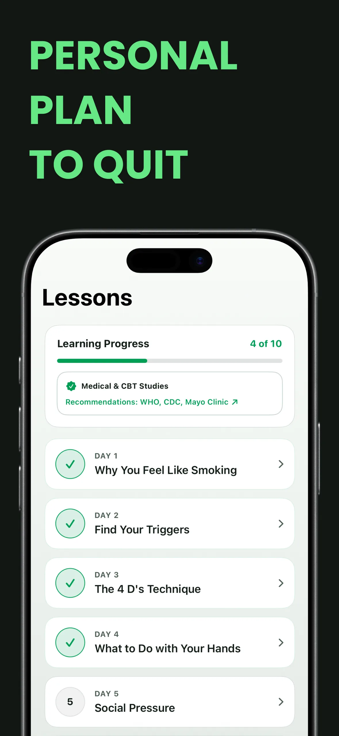 Quit Smoking Tracker - Custom Controls & Settings on iPhone