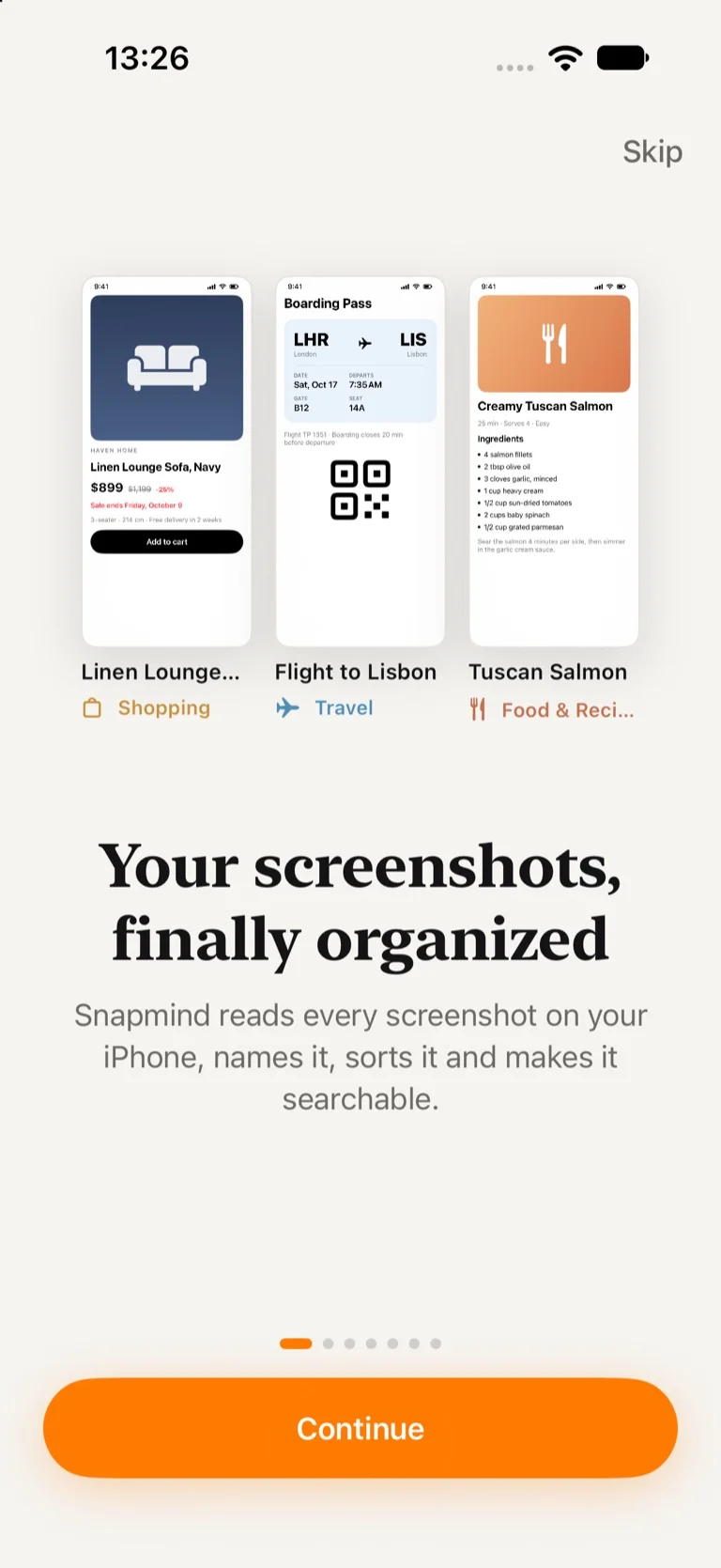Snapmind - Dashboard & Main Features on iPhone